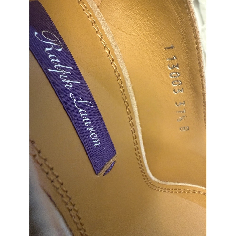 Ralph Lauren Celia Goat Suede Pumps 7  Beige Purple Label  Womens 37.5 Shoes New - Picture 7 of 12